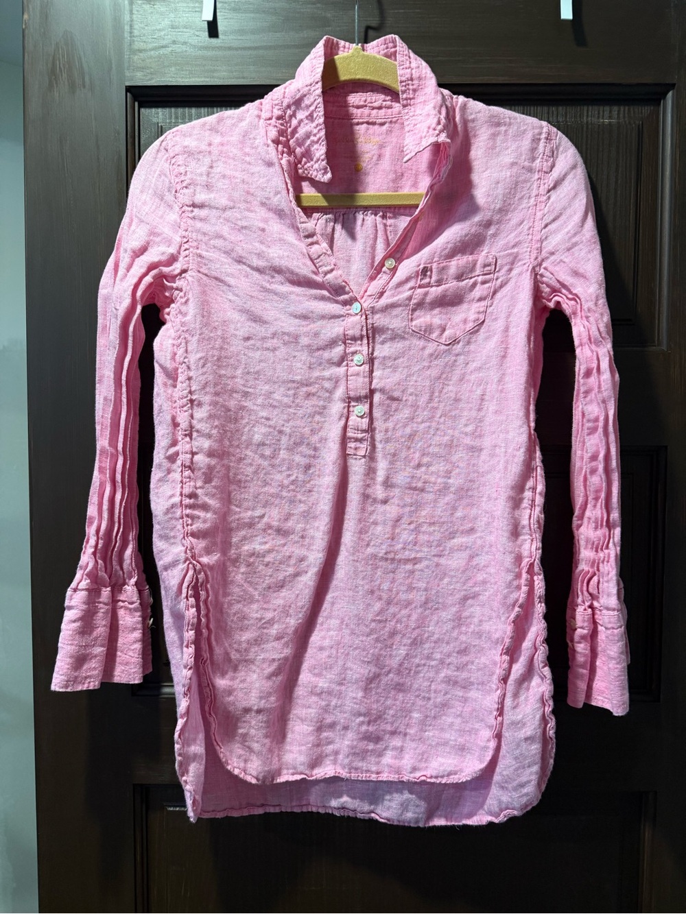 Lilly Pulitzer Pink Button-Front Long-Sleeve Tunic
